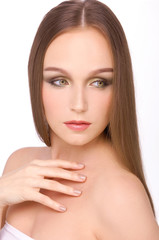 Fototapeta premium charming pretty woman with straight long hair