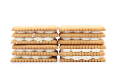 Several cookies with white chocolate
