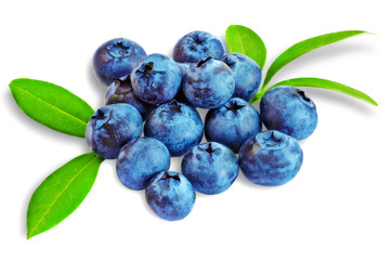 Heap  fresh blueberrys  isolated on white background