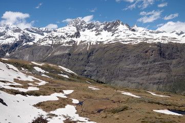 Fototapeta na wymiar View from Schwarzsee of Untergabelhorn in Swiss Alps