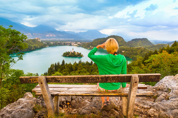 Lake Bled in Julian Alps, Slovenia.