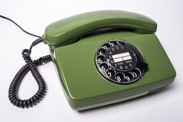 old green telephone