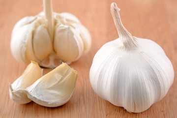 Garlic on the wooden background