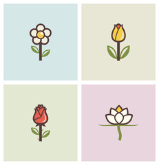 flowers set of icons vector illustration