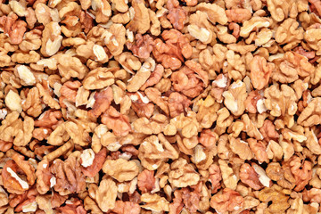 Peeled walnuts as background texture