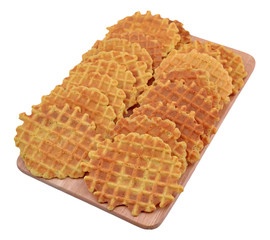 Sweet waffles on white background.