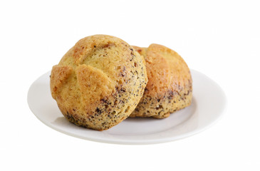 Two cakes on a plate