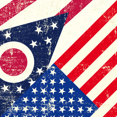 Ohio and USA grunge Flag