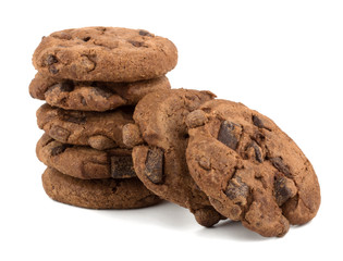 Chocolate chips cookies isolated on white background