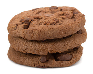 Chocolate pastry cookies isolated on white background