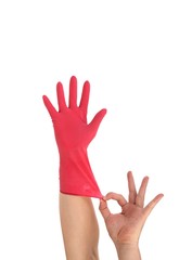 Latex Glove For Cleaning on hand.