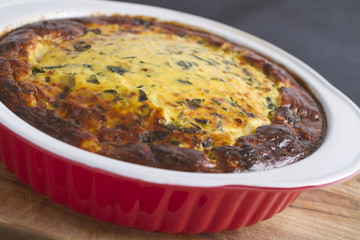 Baked spinach and pumpkin quiche frittata angled