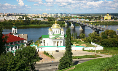 Fototapeta na wymiar Summer Annunciation Monastery and Nevsky Cathedral Nizhny Novgor