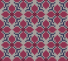 Knitted seamless  background with flower pattern