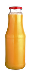 orange juice in a glass bottle