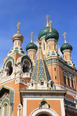 Fototapeta na wymiar Rosyjski katedry Saint Nicolas de Nice (Lazurowe Wybrzeże, Francja)