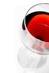 top of view of half red wine glass with space for text