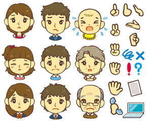 家族 顔 アイコン 手の動作 不安 悩み