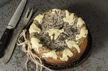 Cheesecake with black sesame seeds on Halloween