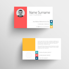 Modern business card template with flat user interface