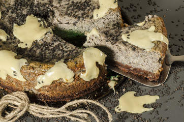 Cheesecake with black sesame seeds on Halloween