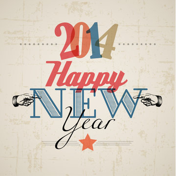 Retro New Year card 2014