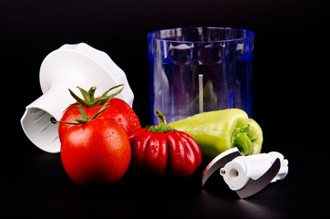 Vegetables mix and a cutter.