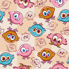 Cartoon pattern with birds.