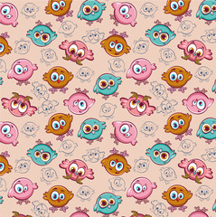 Cartoon pattern with chicken.