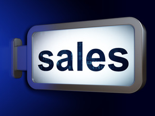 Advertising concept: Sales on billboard background