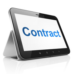 Finance concept: Contract on tablet pc computer