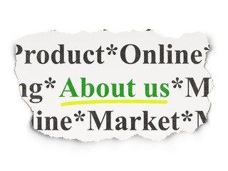 Advertising concept: About Us on Paper background