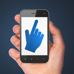 Web development concept: Mouse Cursor on smartphone