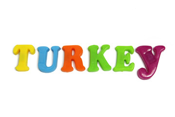 word turkey isolated on white background