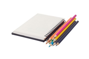 Colour pencils and notebook