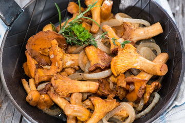 Portion of fried Chanterelles