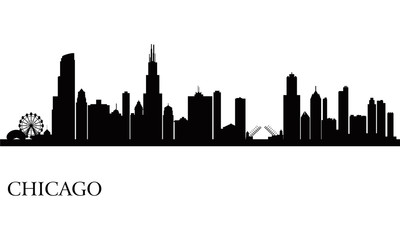 Naklejka premium Chicago city skyline silhouette background