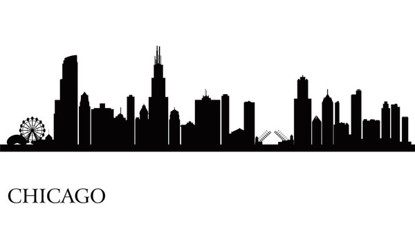 Chicago city skyline silhouette background