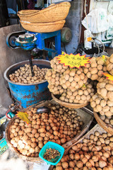 Walnuts for sale at a market stall