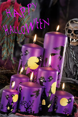 halloween scene on dark background