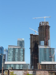 Cranes and condomium construction for the housing boom