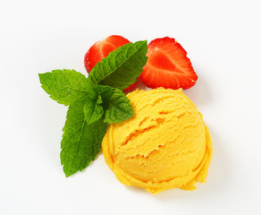 Scoop of yellow sorbet