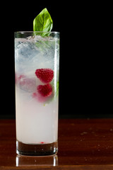 raspberry and  basil cocktail