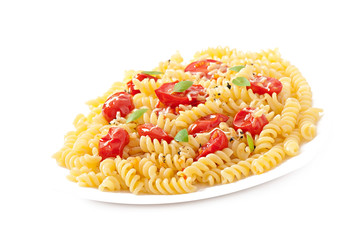 pasta with tomato, basil and grated cheese