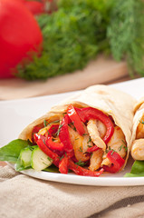 pita stuffed with chicken and peppers
