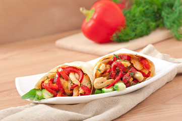 pita stuffed with chicken and peppers
