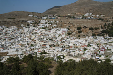 Lindos castle above on the Greek Island of Rhodes