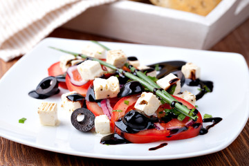 Tomato salad with feta and olives