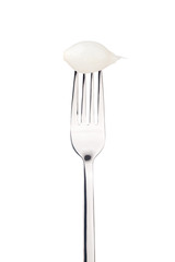 sour pickled onion on a fork