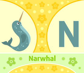 The English alphabet with Narwhal